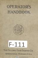 Fellows Stub Tooth Gear Operators Handbook Manual Year (1919)