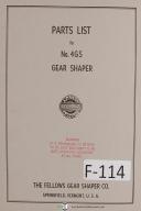 Fellows 4GS Gear Shaper Parts Lists Manual Year (1962)