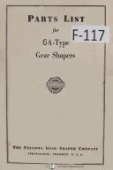 Fellows Type 6A Gear Shapers Machine Parts Lists Manual Year (1952)