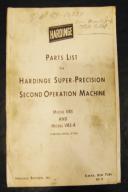 Hardinge Lathe VBS VBS-R Precision Lathe Parts List