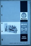 Monarch Monomatic Model 15 & 20 Lathe Parts Manual