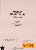 American-American Zip-Shift, Lathe Instructions and Parts Supplement Manual 1965-Zip-Shift-01