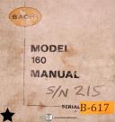 Bachi-Bachi Model 160, Winding Machine, Parts Wiring 292 185 Manual 1985-160-185-292-02