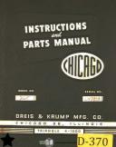 Chicago-Dreis & Krump-Chicago Dries Krump Speedi Bender, Operations Maintenance and Wiring Manual 1963-10 foot-6 foot-8 foot-04