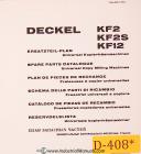 Spare Parts Manual 1981 Universal Milling and Boring Deckel FP2