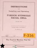 Fosdick-Fosdick 13512-W, Hydraulic Radial Drill Install Operate and Parts Manual 1959-13512-W-01