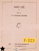 Fellows No. 12, Gear Shaving Machine, Parts LIst Manual 1959