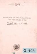 Lathe Instruct for Installation Use & Maintenance Manual 1963 Graziano SAG 180