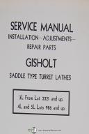 Installation & Maintenance Manual 1941 Gisholt 3 4 & 5 Ram Type Turret Lathe 