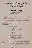 Ratio Change Gear Tables Manual 1937 Gleason NC 75 