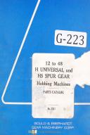 H & HS Spur Only Gould & Eberhardt 12 to 48 Gear Hobbing Parts Manual 1951 