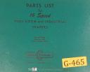 Insdustrial Shapers Parts List Manual 1956 Gould & Eberhardt 16 Speed tool Room 