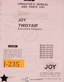 Joy-Joy Twistair TA Series, Rotary Screw Compressor, Operation Wiring & Parts Manual-TA-TA-007-TA-010-TA-015-TA-020-TA-025-TA-030-TA-040-01