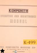 Kempsmith-Kempsmith No. 1, 2, 3, Cone Type Milling Machine Operation Parts Manual Yr. 1954-No. 1-No. 2-No. 3-06