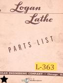 Logan 922, Lathe Parts Manual Year (1950)