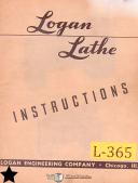 Logan 2955, 2955V 2957 2957V, Lathe Instruction and Wiring Manual