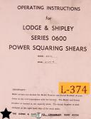 Lodge & Shipley-Lodge & Shipley 0600 Series, Power Squaring Shears, Operations Manual-0600 Series-01