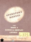 Lodge & Shipley Model A, Lathes Operator's Manual