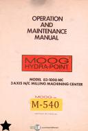 Moog-Moog MHP 83-3000, Milling Machine Cetner Operations Maintenance and Parts Manual-83-3000-MHP-05