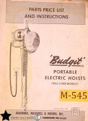 Budgit-Budgit Model 4 Digits Portable Electric Hoists Parts Manual 1964-4-03