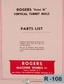 Rogers Perfect 36, Vertical Turret Milling Parts List Manual 1942