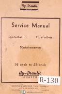 Rockford Series 10, 16" to 28" Shaper, Service Install, Operation Parts Manual