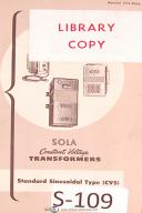 Sola Sinusoidal Type CVS Transormer Operators Instruction Manual