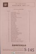 Sheffield Model 187 Multi Form Grinder Replacement Parts Lists Manual Year 1963