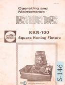 Sunnen KKN-100, Square Honing Fixture, Operations and Maintenance Manual