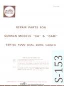 Sunnen Diag Boare Gages, GA & GAM, Series 4000, Repair Parts Manual