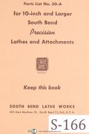 South Bend Lathe Works, No. 30-A Attachement Parts List Manual