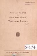 South Bend Lathe Works, 16 Inch Toolroom Lathe, Parts Lists No. P-16 Manual 1943