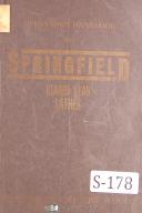Springfield Lathe, 14 Inch Operators Instruction and Parts Lists Manual Yr. 1963