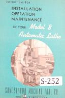 Sundstrand Model 8, Automatic Lathe, Install - Operations & Assembly Manual
