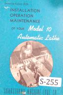 Sundstrand Model 10, Lathe, Installation - Operation - Maintenance Manual
