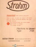 Strohm M125, Automatic Screw Machine, Parts Manual 1961