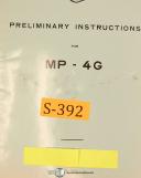 SIP MP-4G, Jig Boring Mill, Preliminary Intstructions Manual