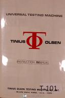 Tinius Olsen Universal Testing Machine, Installation Controls & Operation Manual
