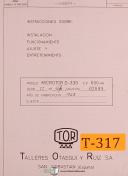 TOR Microtor D-330, Lathe, Spanish Instrucciones Sobre & Electricia Manual 1968