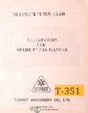 Turret Machinery Co. Masterturn 1500, Lathe Instructions and Spare Parts Manual