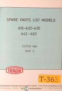 Traub A15 A20 A25 A42 A60, Mill Spare Parts Manual 1966