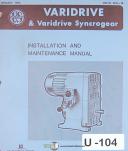 U S Motors Viridrive and Syncrogear, Installation Maintenance and Parts manual