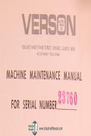 Operation & Parts Manual  *146 Verson Allsteel B710 Press Brake Maintenance 
