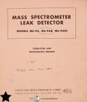  Veeco Vacuum MS-9A, MS9AB adn MS9ABC, Mass Spectrometer Leak Detector Manual