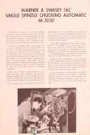 Warner & Swasey 2AB Bar Automatic Operations Manual 1961 