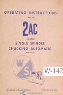  Warner & Swasey 2-AC Chucking Automatic, M-3200 Start Lot 42, Operators Manual
