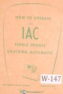  Warner & Swasey 1AC "How to Operate" Chucking Automatics Operators Manual 1955