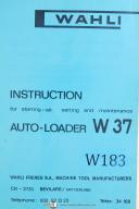  Wahli W 37, Freres W 90 W 91, Auto Loader, Instructions Manual Year (1972)