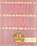  Warner & Swasey 1-A, M-470 Turret Lathe, Service and Parts Manual 1941
