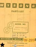Wysong-Wysong 1025, Squaring Shear Operations Maintenance Parts Gauging Wiring Manual 1-1025-06
